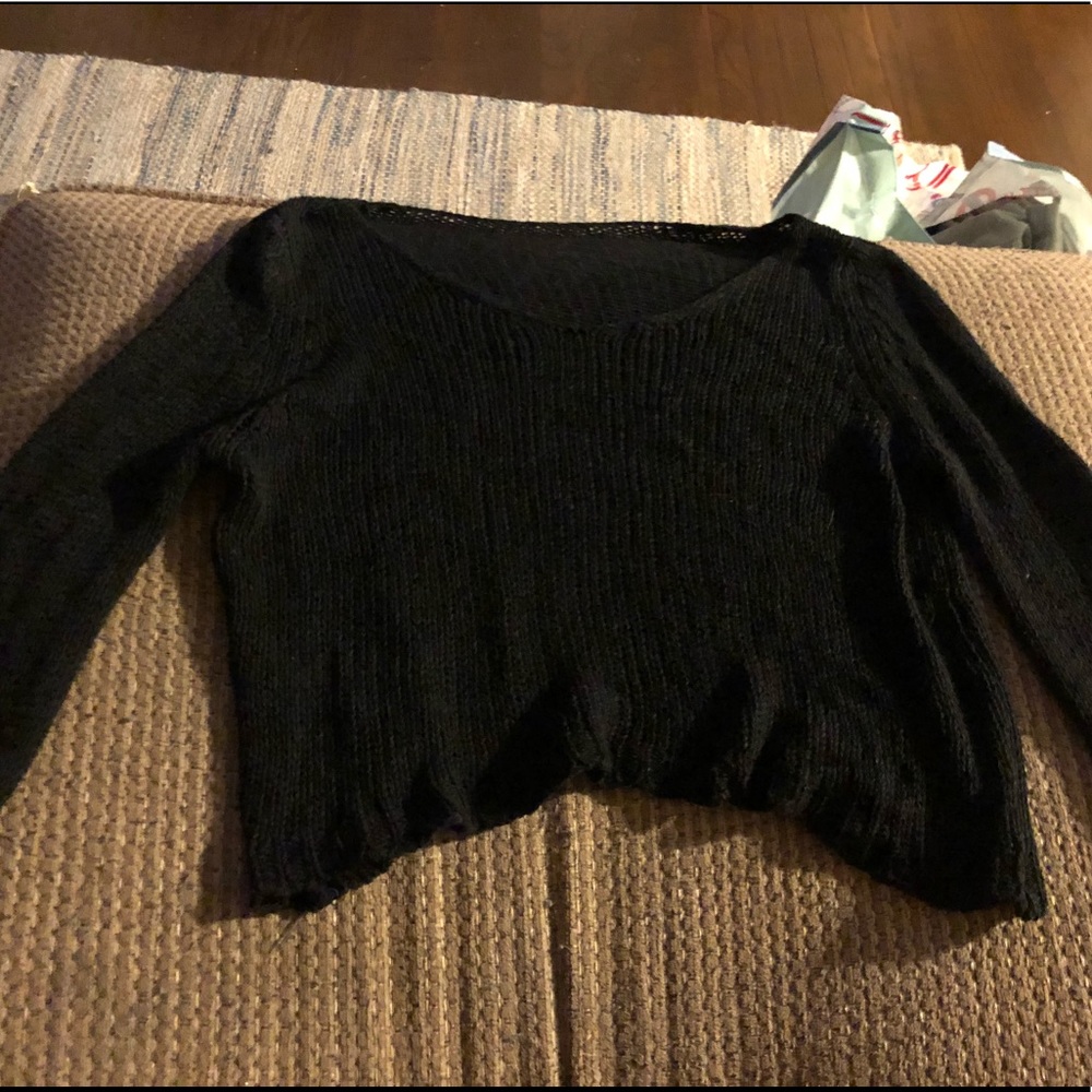 black crop knit sweater